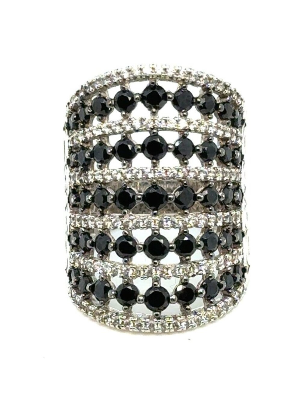 Stunning Silver 925 Black Stones‎ Statement Ring